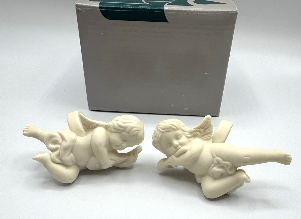 Partylite Cherub Candle Taper Huggers Followers Angel Climbers White Bisque