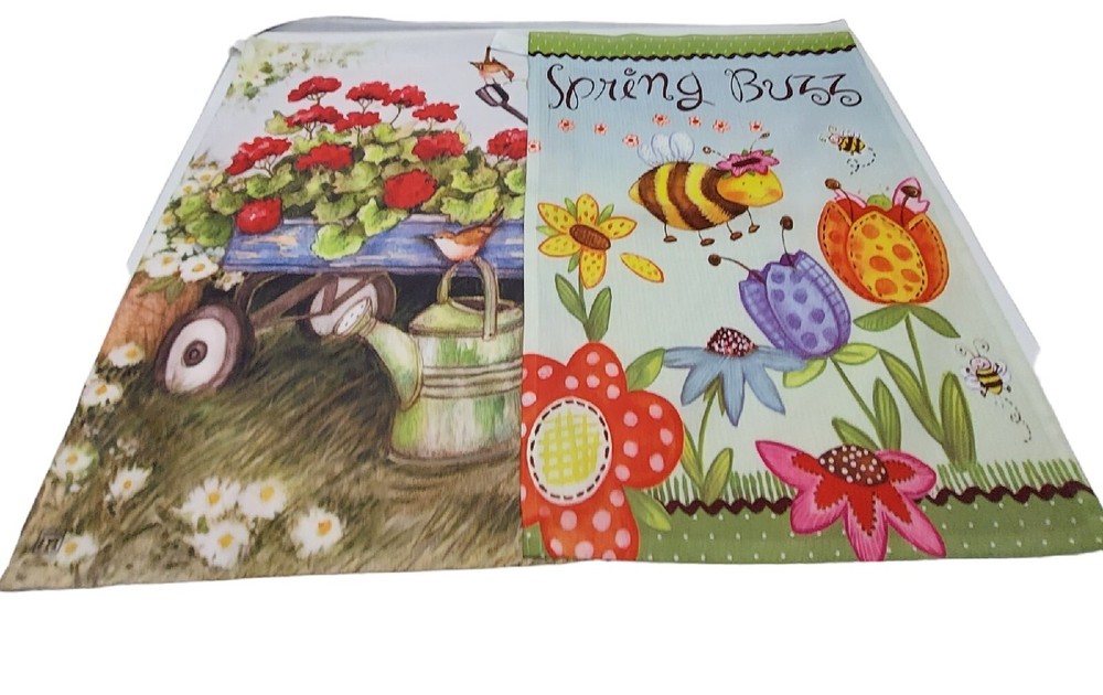 Breeze Art Decorative Garden Flags Signed 12.5 X 18 & Wincraft Birds Flowers