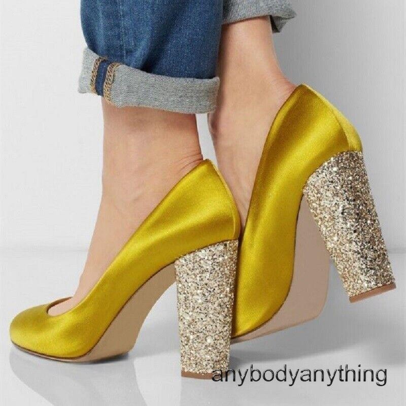 Women's Glitter Satin High Heel Pumps for Wedding Party & Date Nights