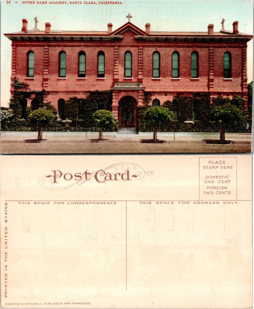 Notre Dame Academy Santa Clara California CA Postcard