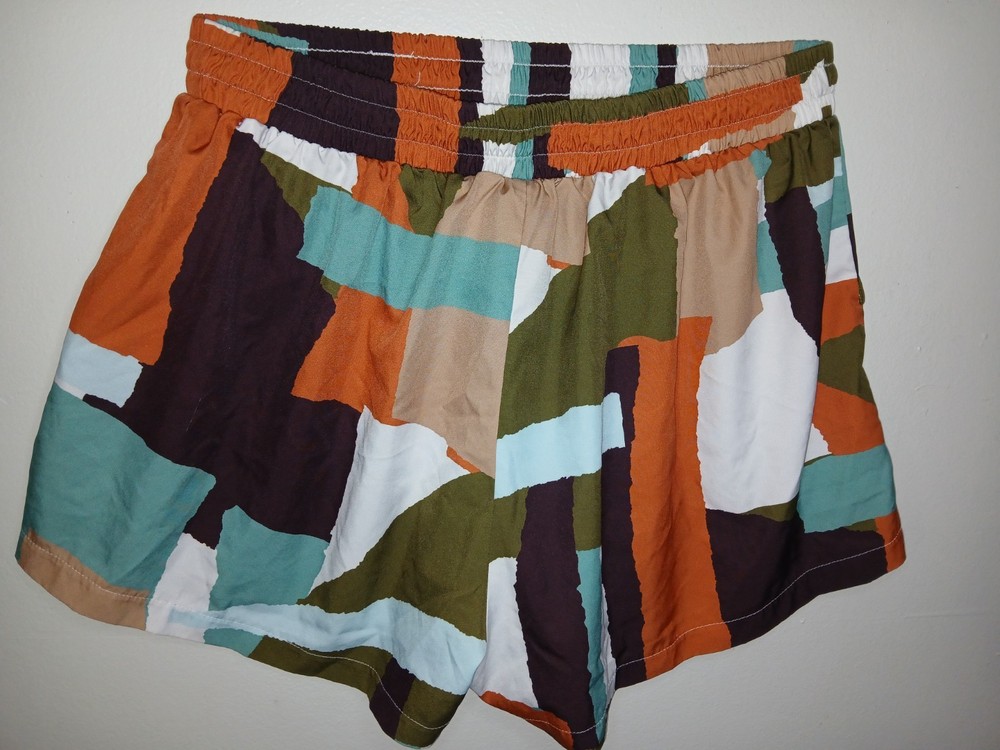 SHEIN Curve 3XL Multicolor Geometric Women's Shorts Elastic Waist Pull On