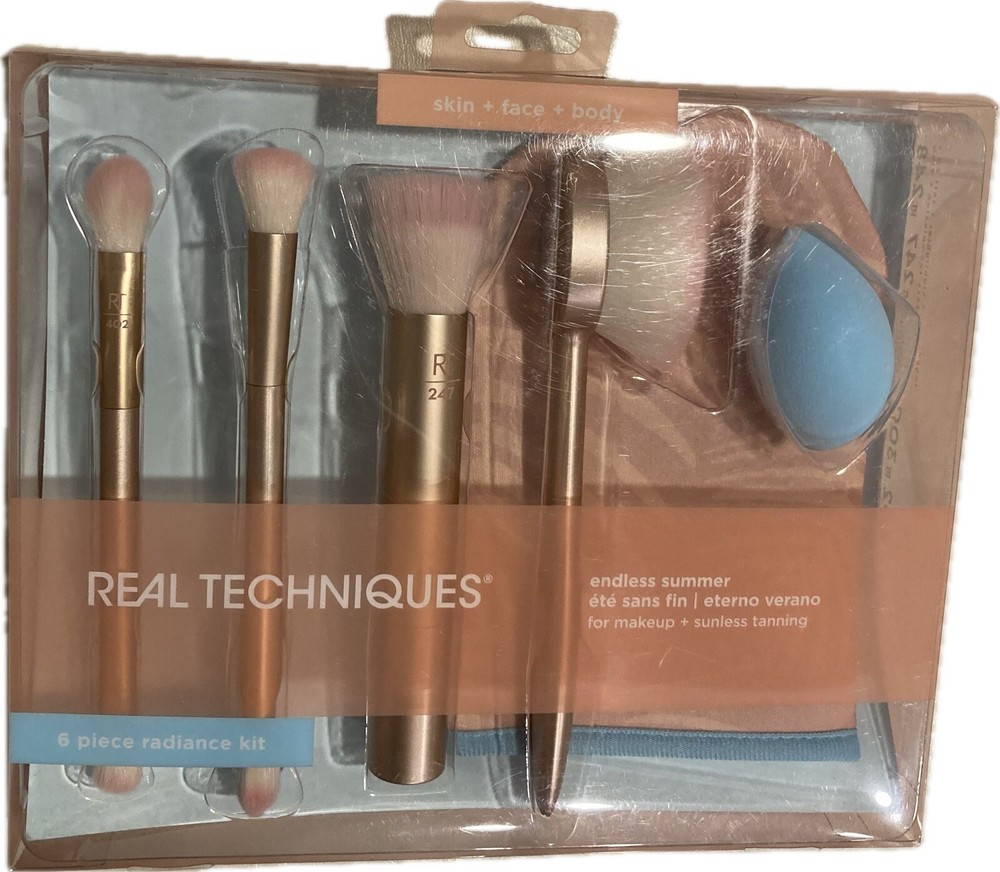 NIB Real Techniques Endless Summer Brush Kit For Face, Body, & Self-Tanning