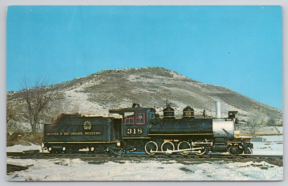 D&RGW Narrow Gauge Engine 318 Colorado Railroad Museum Postcard Ken Crist