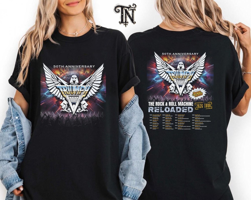 Triumph Band 50th Anniversary Machine Reloaded 2026 Double Sided T-Shirt