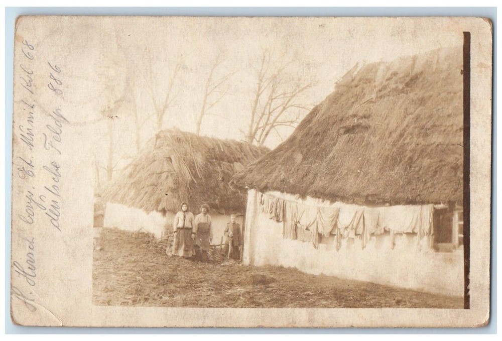 1917 German Soldier Mail WWI Farmer Homestead View RPPC Photo Posted Postcard