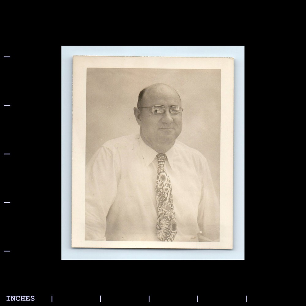 Old Vintage Photo SOLO CANDID PORTRAIT BALD MAN WITH GLASSES