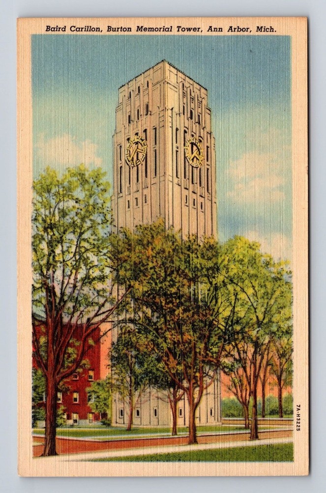 Ann Arbor MI-Michigan, Burton Memorial Tower, Baird Carillon Vintage Postcard