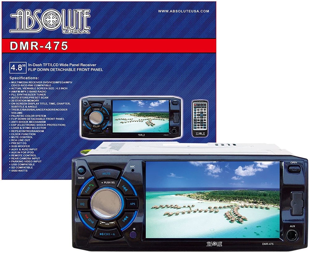 4.8-Inch ABSOLUTE DMR-475 DVD MP3 CD Player with USB and SD Card Support  
