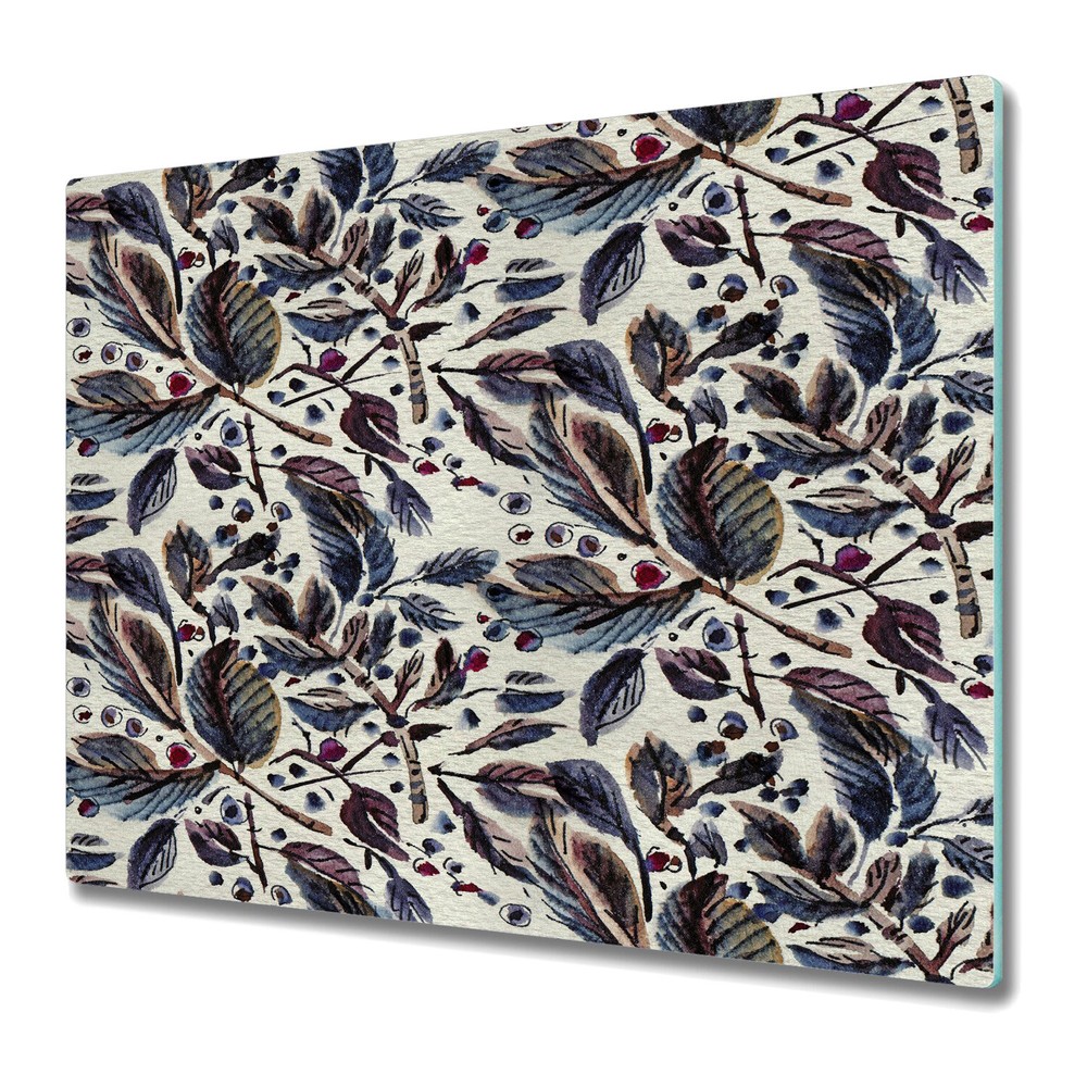 Glass Worktop Saver Kitchen Vintage Leafs Watercolour Leaf Nature 60x52