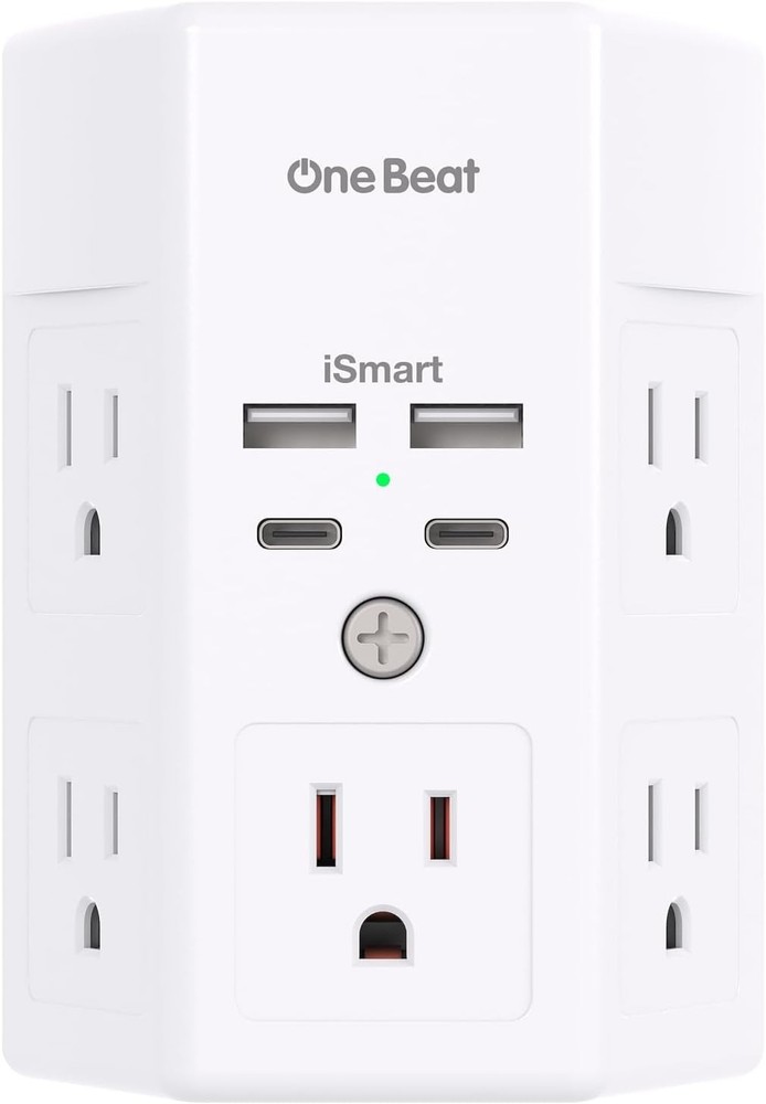 5 Outlet Extender Surge Protector Multi Plug Wall Adapter USB Charger Ports with