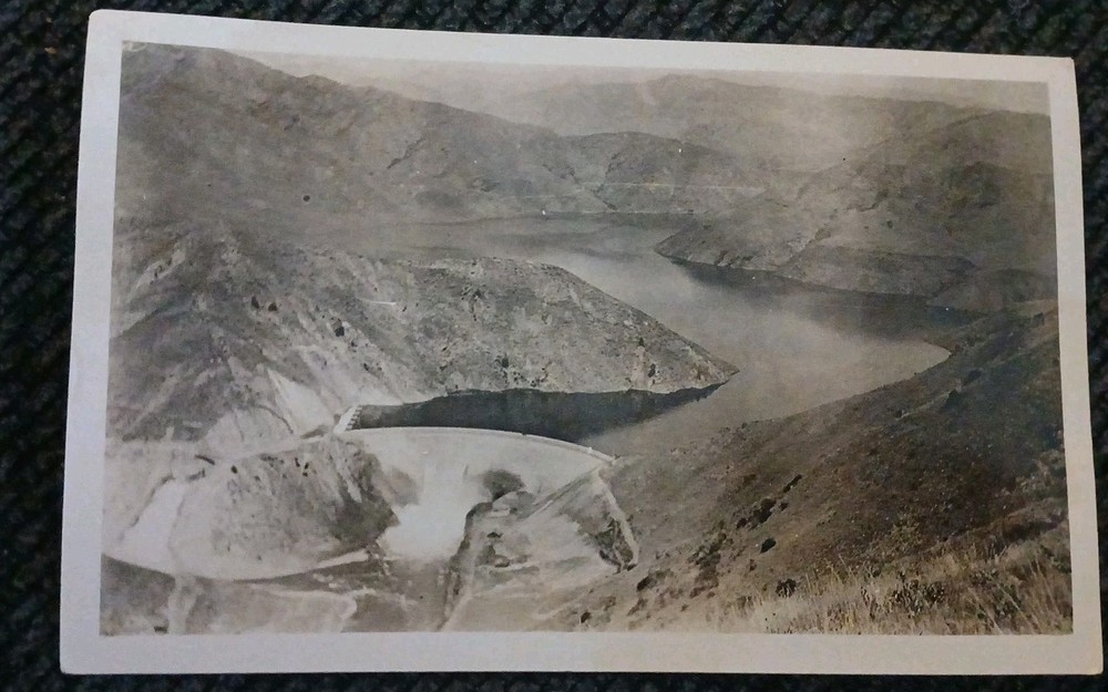 RPPC  ARROWROCK DAM, Idaho ID ~ BIRDSEYE  w/ Construction Facts 1910s  Postcard