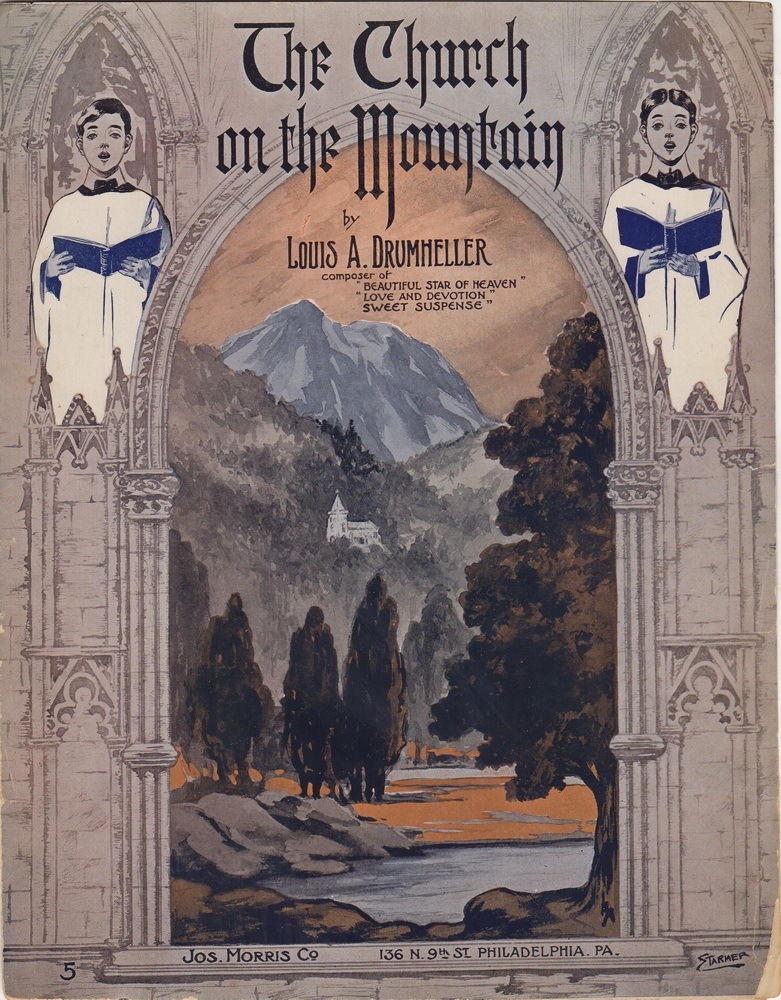 The Church on the Mountain, by Drumheller, 1909, Antique vintage sheet music