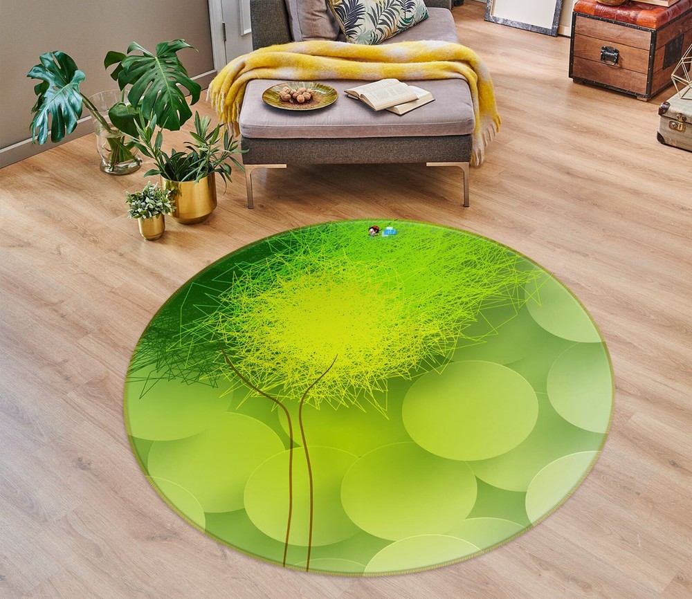 3D Green Abstract Tree Round Game Rug Mat Elegant Photo Carpet 2023-image