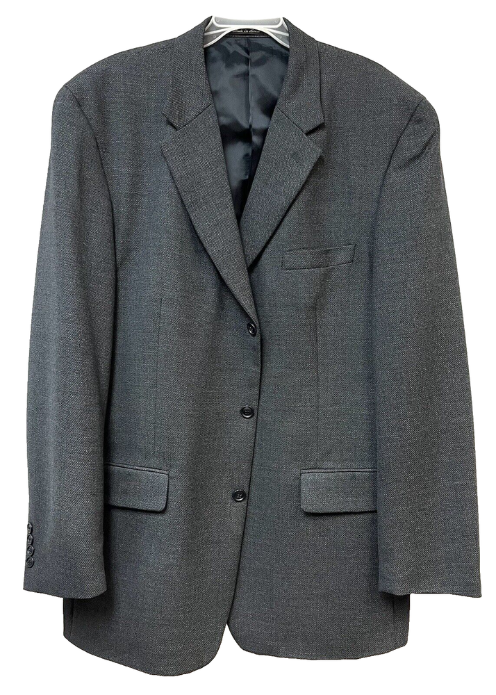 Alfani Blazer Mens 44L Blue Wool Suit Jacket Sport Coat Single Breasted Woolmark