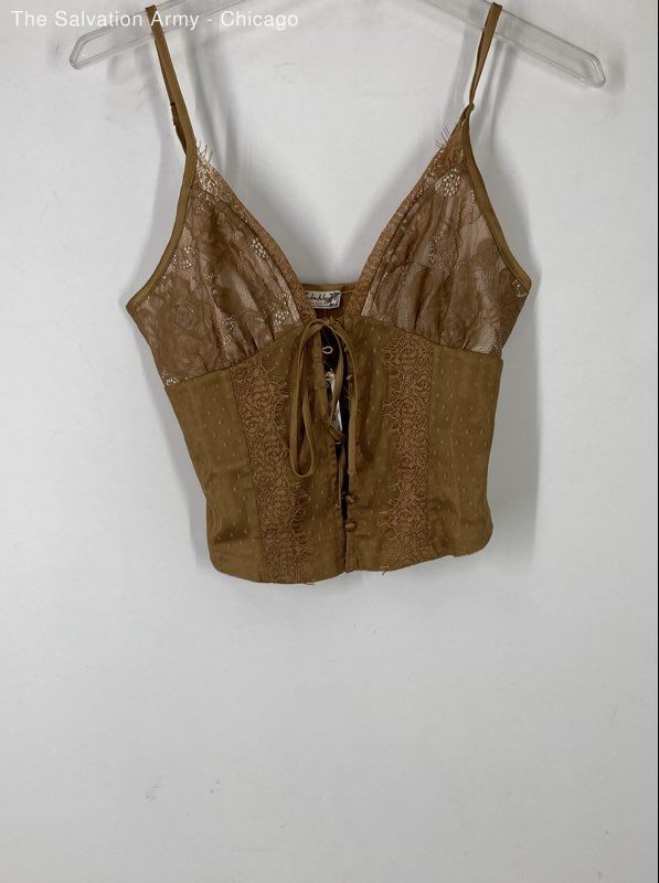Free People Womens Tobacco Brown Lace Sleeveless Camisole Blouse Top Size XS