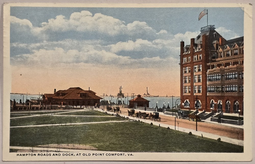 Postcard 1916 Fortress Monroe DPO Hampton Roads Dock Old Point Comfort VA