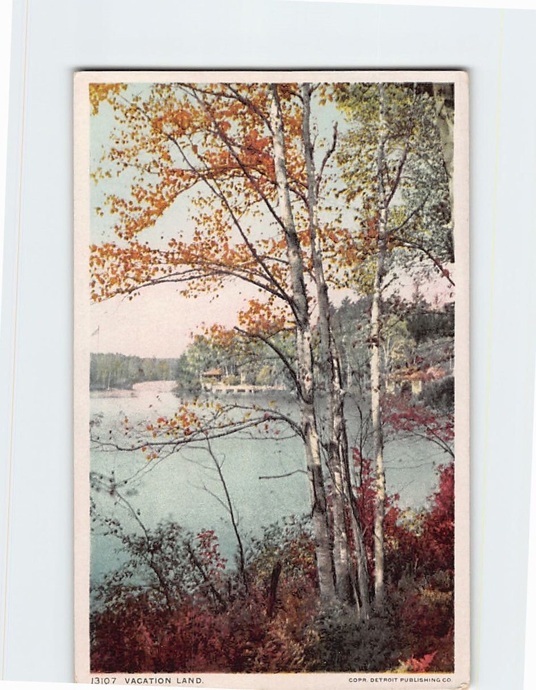 Postcard Autumn Nature Lake & Trees Scene