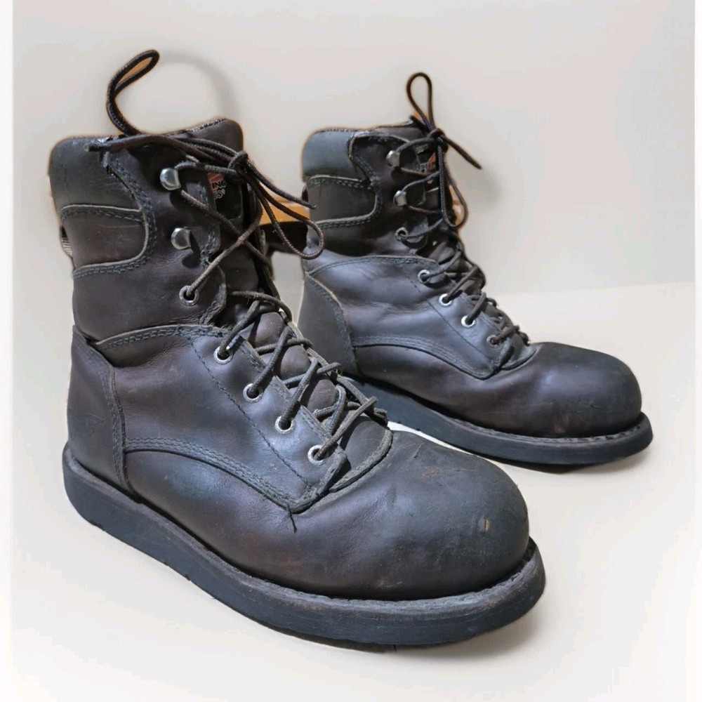 Red Wing Shoes ASTMF-2413-05 Brown Leather Safety Toe Work Boots Men’s Sz 7.5 D