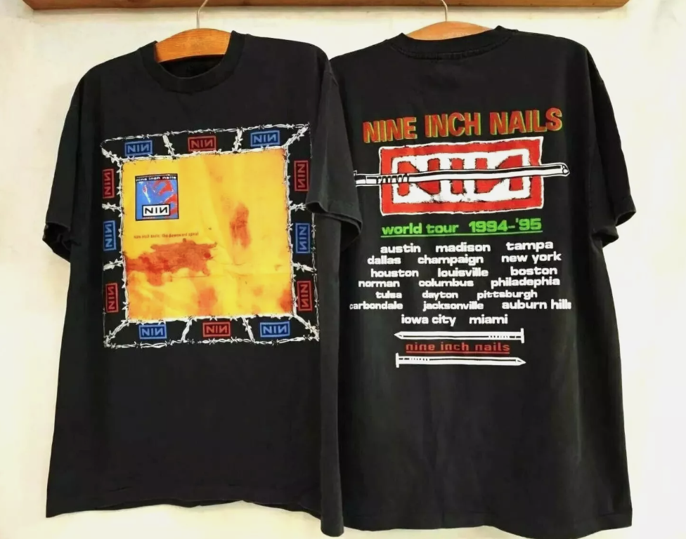 90's Nine Inch Nails NIN World Tour 1994 2 Side Black Unisex Tshirt