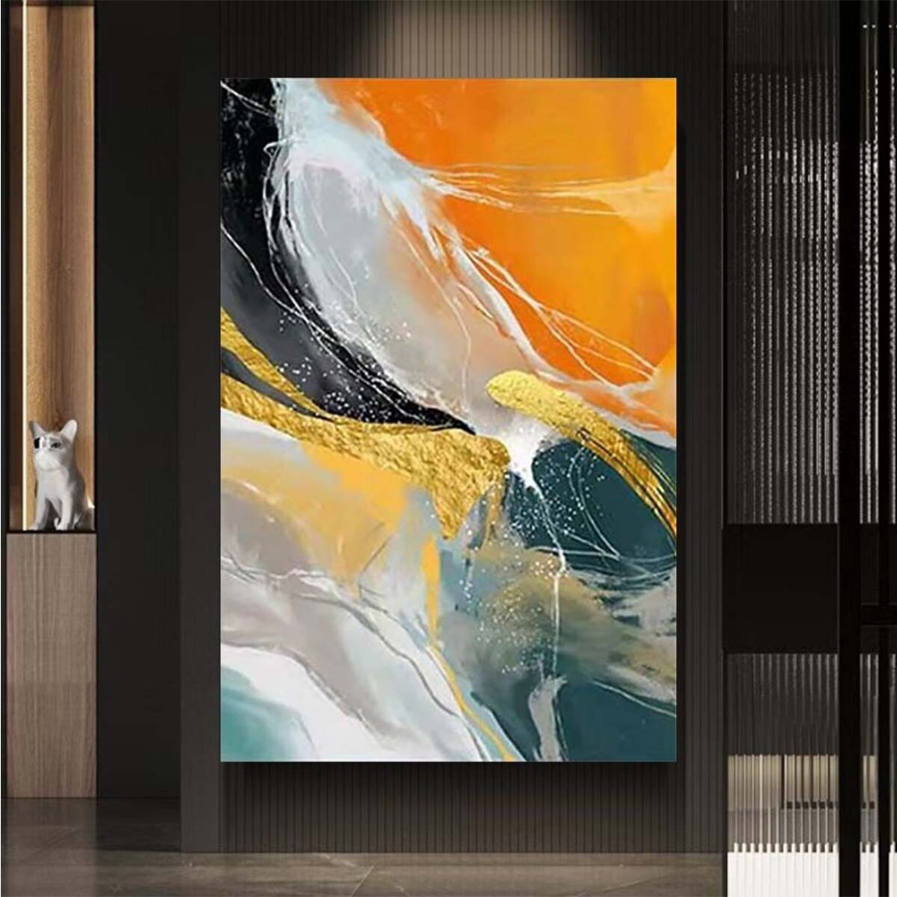 Abstract Gold Foil Acrylic Poster Handmade Oil Painting Canvas Wall Decor