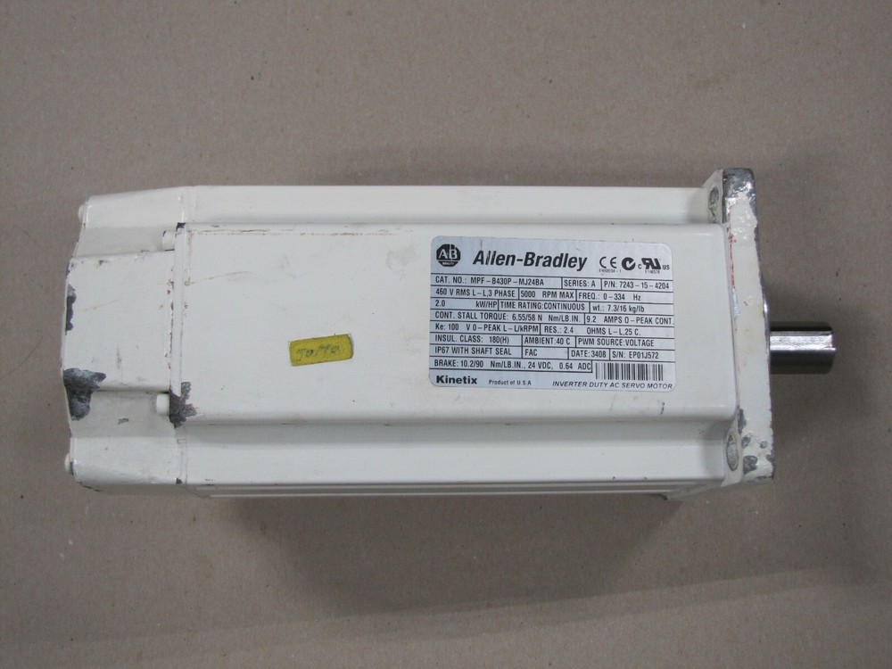 Allen Bradley MPF-B430P-MJ24BA Series A Kinetix food grade AC servo motor, used-image