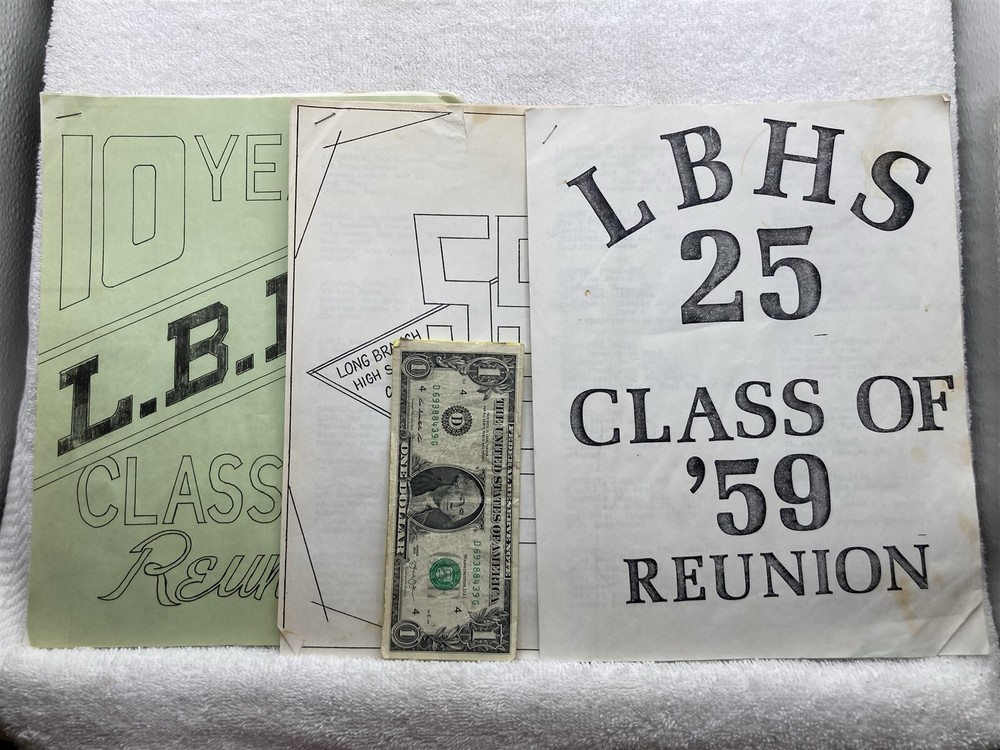 1959 Long Branch High School NJ Reunion Booklet with History Updates Vintage