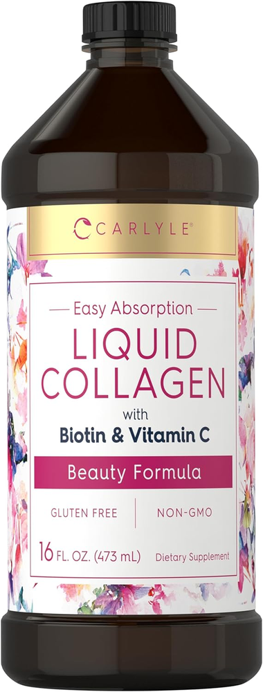 Liquid Collagen 16 Fl Oz | with Biotin and Amino Acid Protein | Berry Flavor | N-image