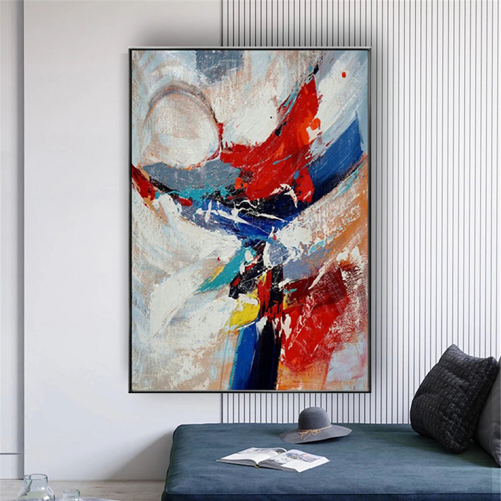 Handmade Canvas Picture Abstract Oil Painting Decor Living Room Colorful Wall