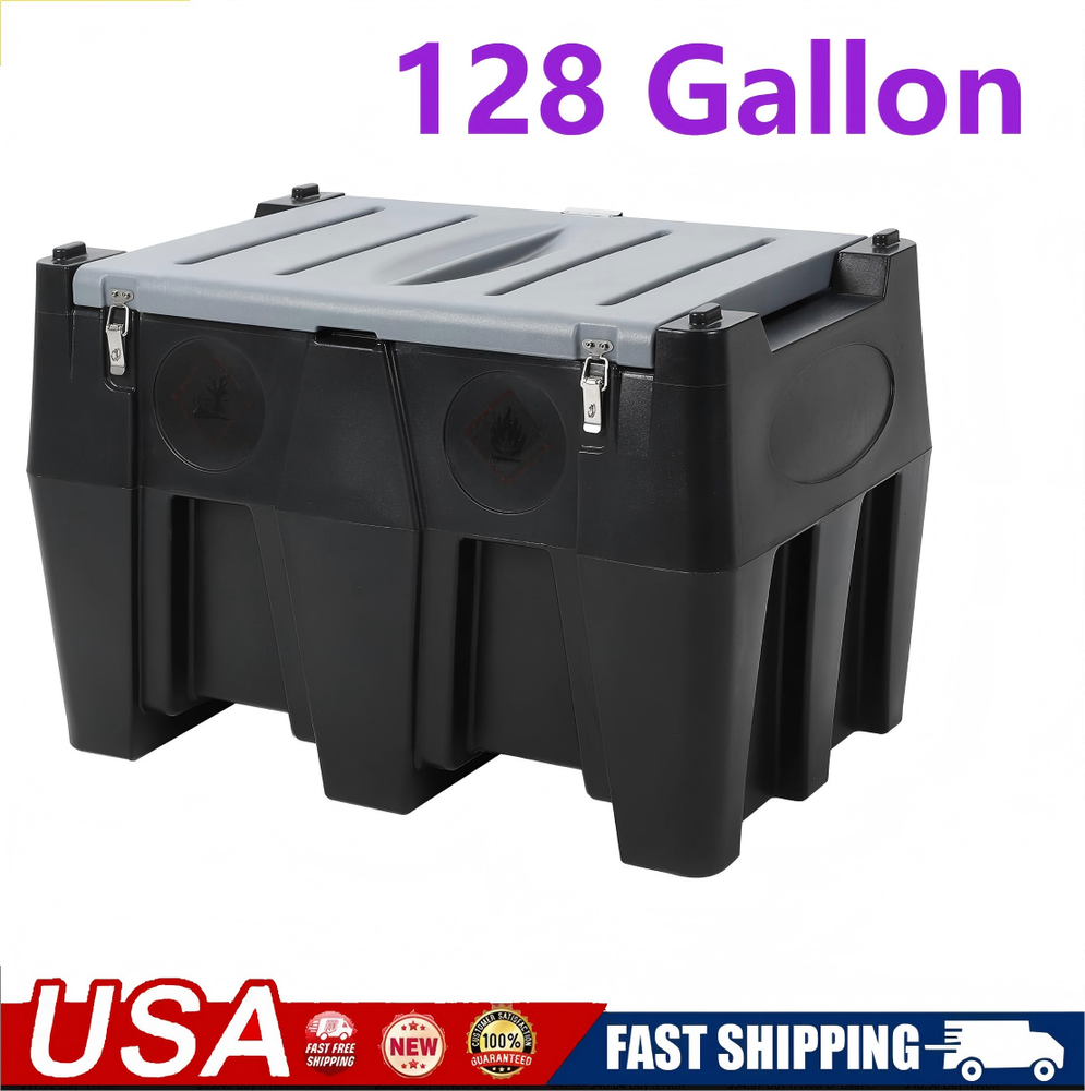 Portable Fuel Tank 128 Gallon Diesel &Gasoline Transfer Tank W/12V Electric Pump