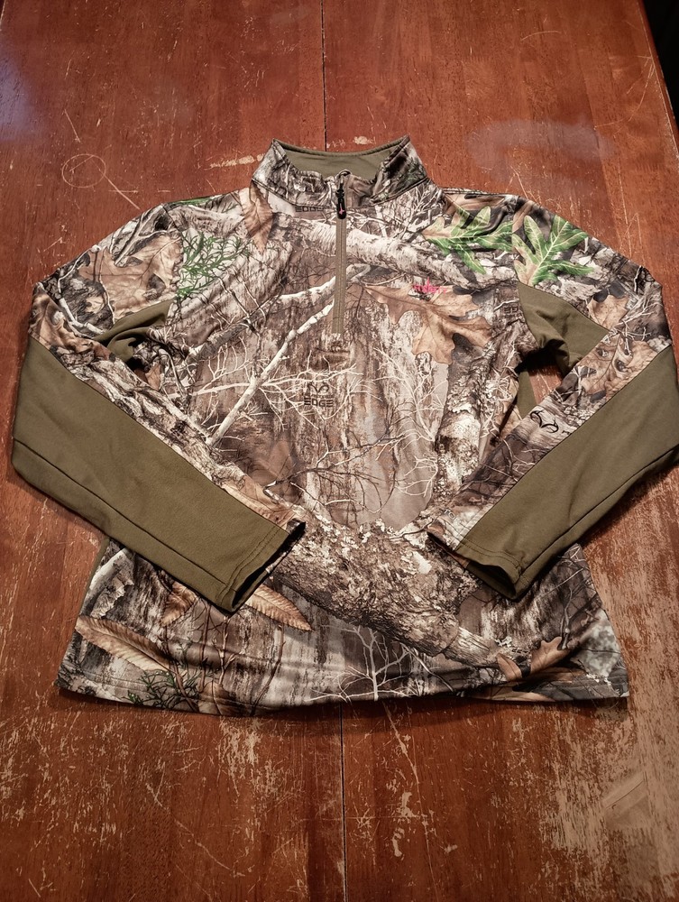 Realtree Edge Habit Women's Camo Scent Factor 1/4 Zip Pullover Size Medium