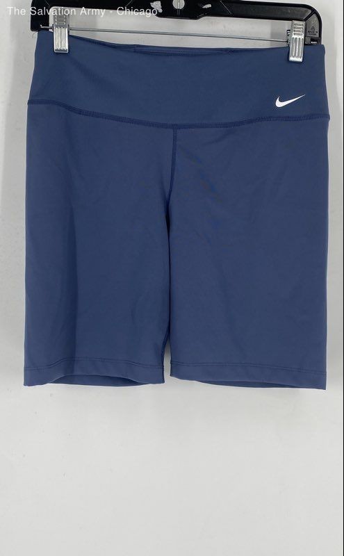 Nike Womens Slate Blue Dri-Fit Elastic Waist Activewear Biker Shorts Size Medium