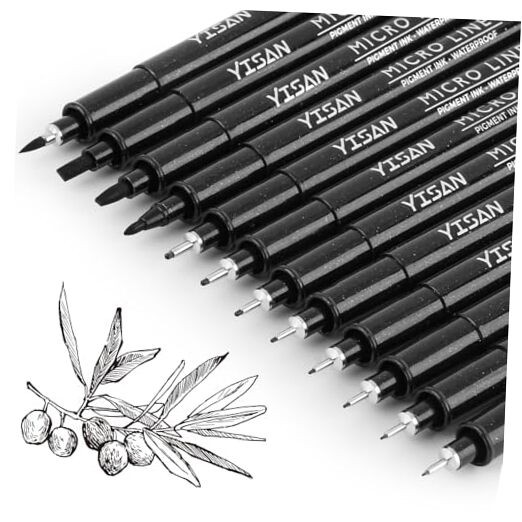 Drawing Art Pens,Micro Fineliner Pens,Fine Tip Manga 1 Count (Pack of 12)