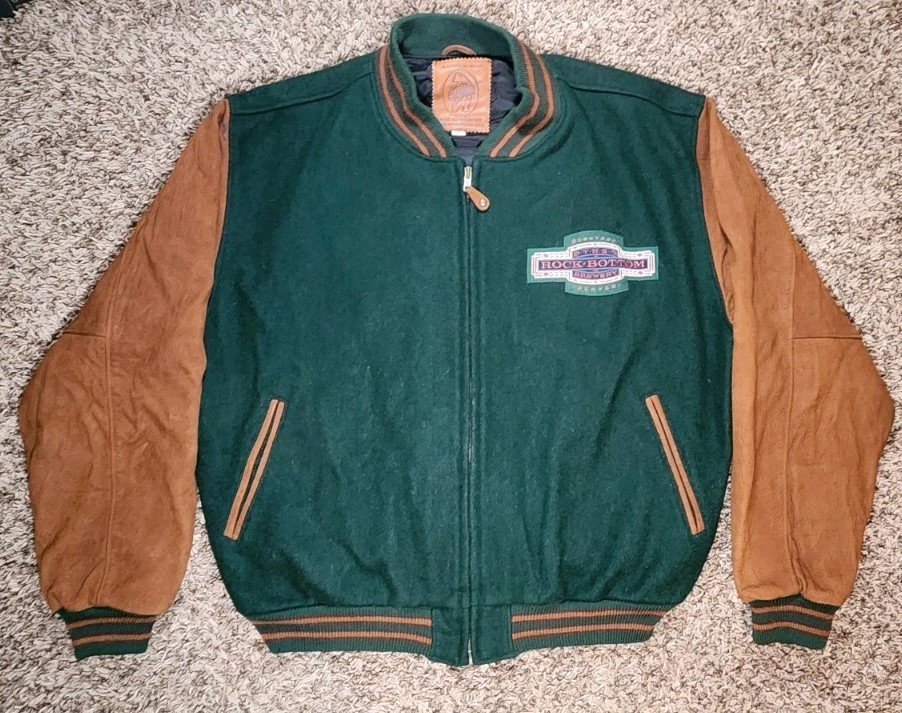 Vintage Golden Bear Jacket Mens XL Leather Wool Varsity Jacket Double Sided USA