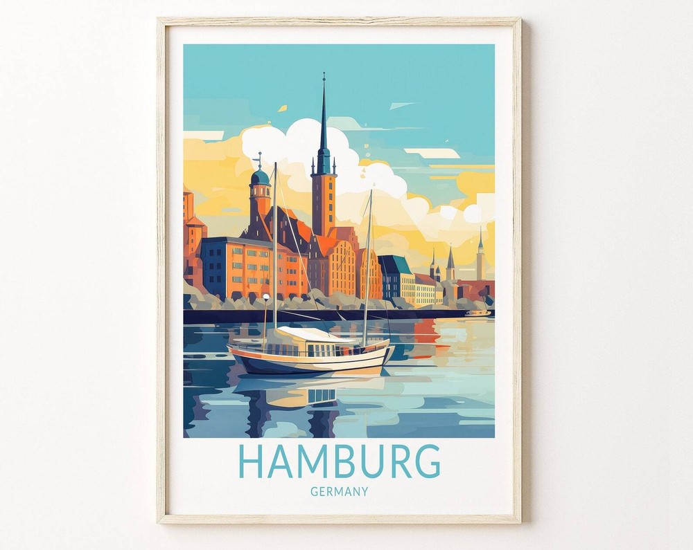 Hamburg Germany Travel Poster Wall Art Hamburg Germany Travel Poster Europe