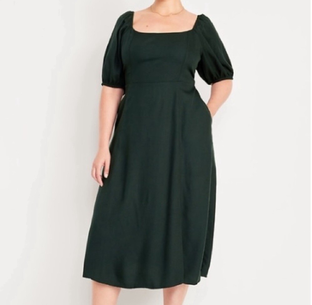 Old Navy Crepe Midi Dress Plus Size 3XL Forest Green