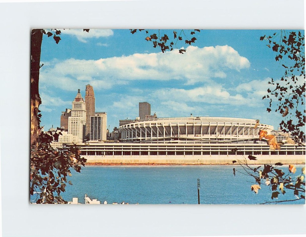 Postcard Beautiful Skyline of the Queen City Riverfront Stadium Cincinnati Ohio