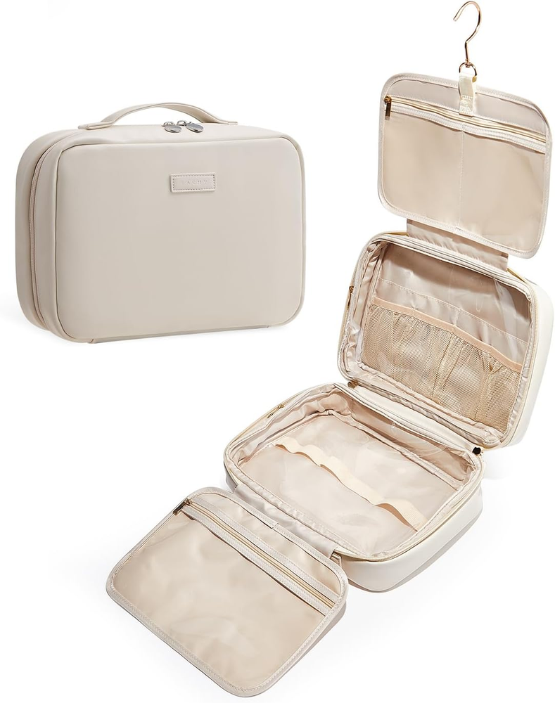 Hanging PU Leather Toiletry Bag for Travel Makeup Cosmetics