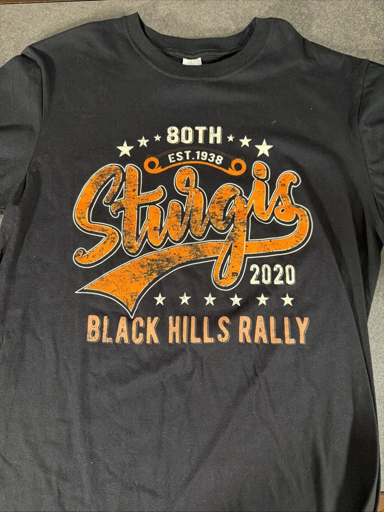Sturgis Black Hills Rally 2020 80th Black T Shirt L Biker Motorcycle