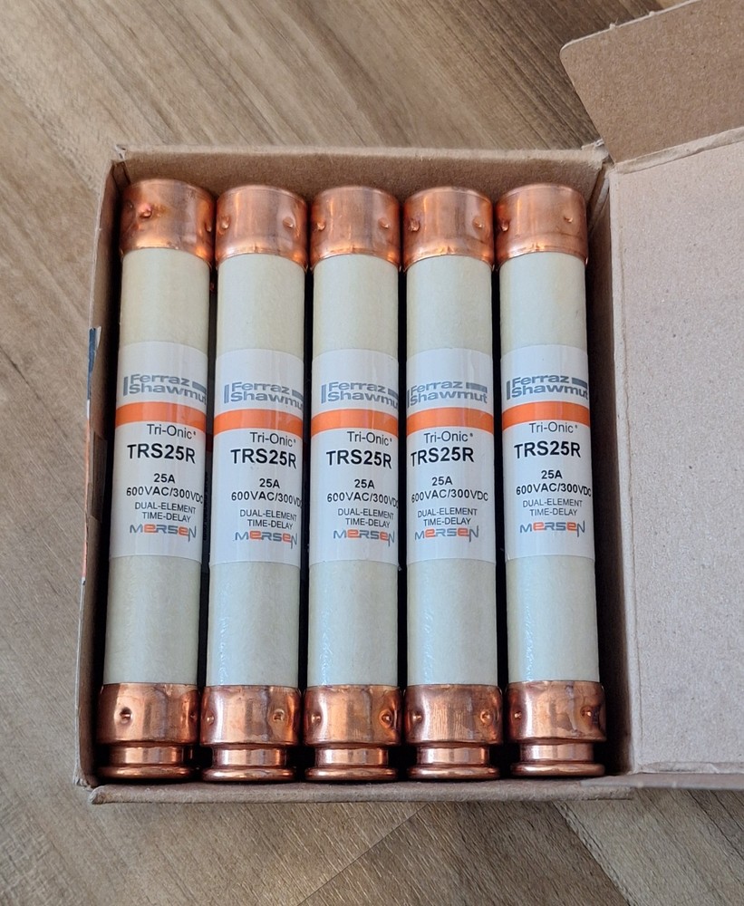 (10) NEW - Mersen TRS25R Tri-onic 600V 25A Dual-Element Time-Delay Fuses
