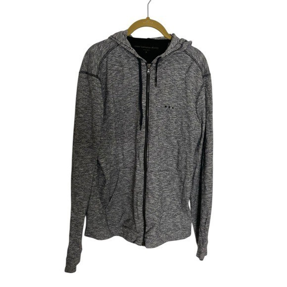 John Varvatos Charcoal Zip-Up Sweater Medium Cotton