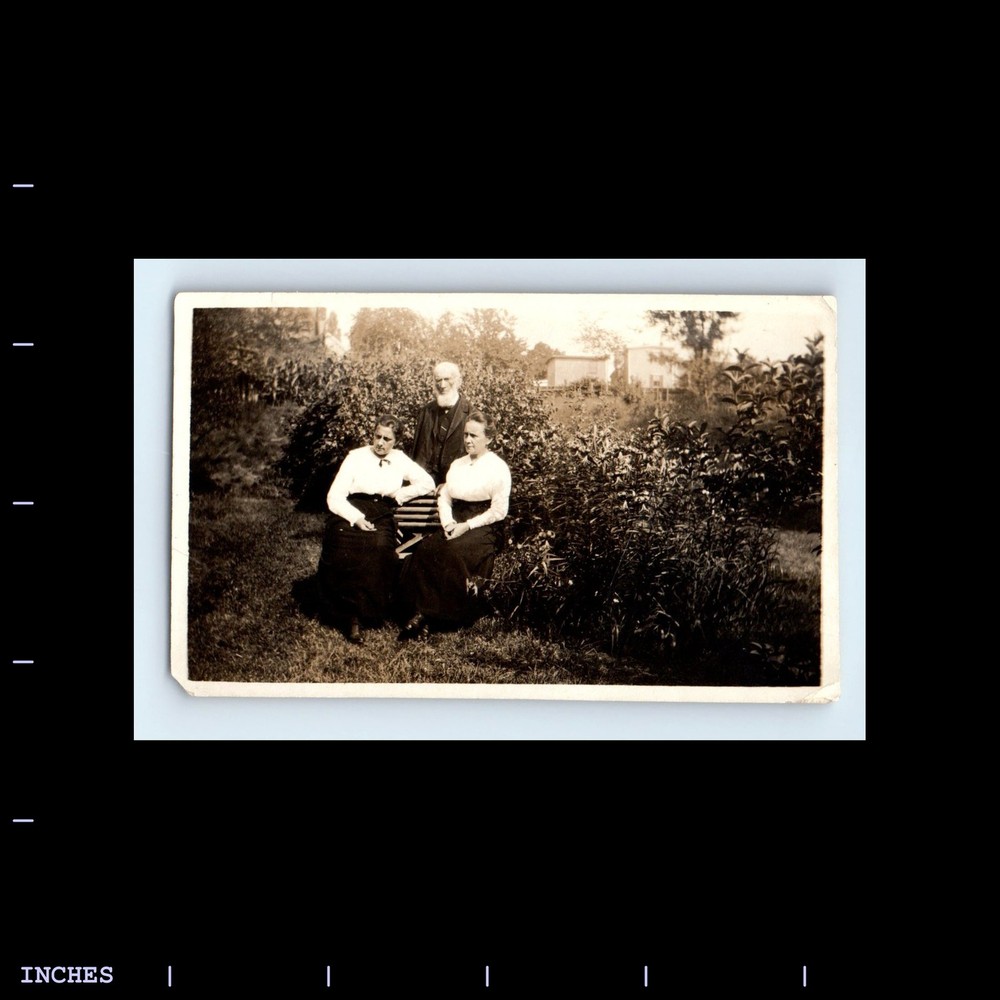 Old Vintage Photo OLDER MAN WOMEN SITTING IN YARD BEARD