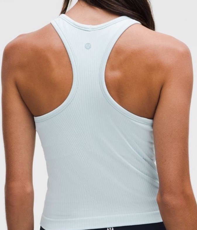 Lululemon Ebb To Street Cropped Racerback Tank Top Light Blue Size 4 Ptp 13”