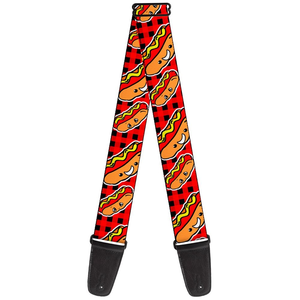 Guitar Strap - Hot Dogs/Buffalo Plaid Black/Red ACC NEWAnother great item from Rarewaves USA | Free delivery!