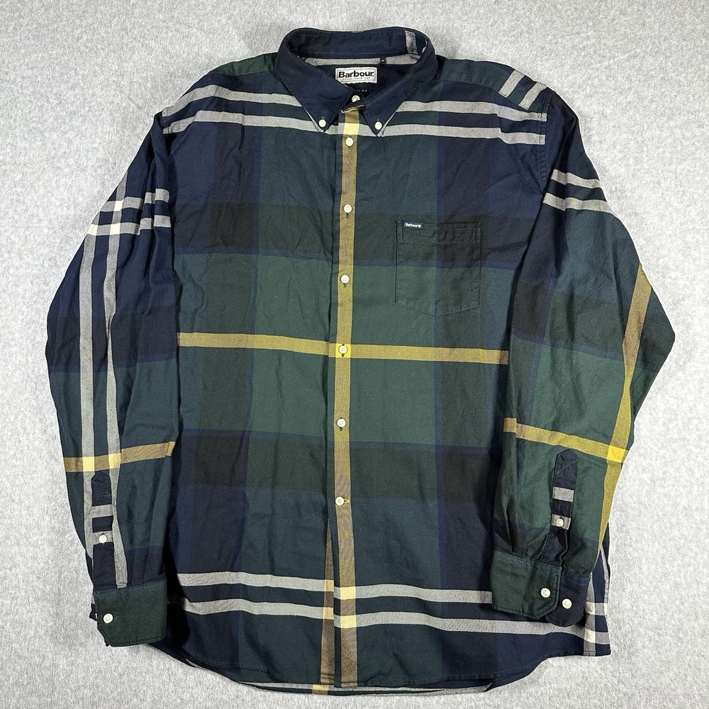 Barbour Dunoon Plaid Tailored Fit Oxford Button Down Shirt Men's XXL Preppy