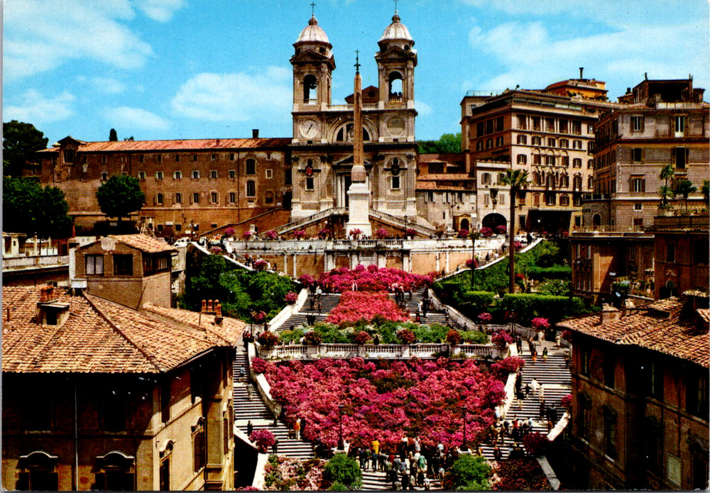 Vintage Postcard Trinita Dei Monti Rome Italy