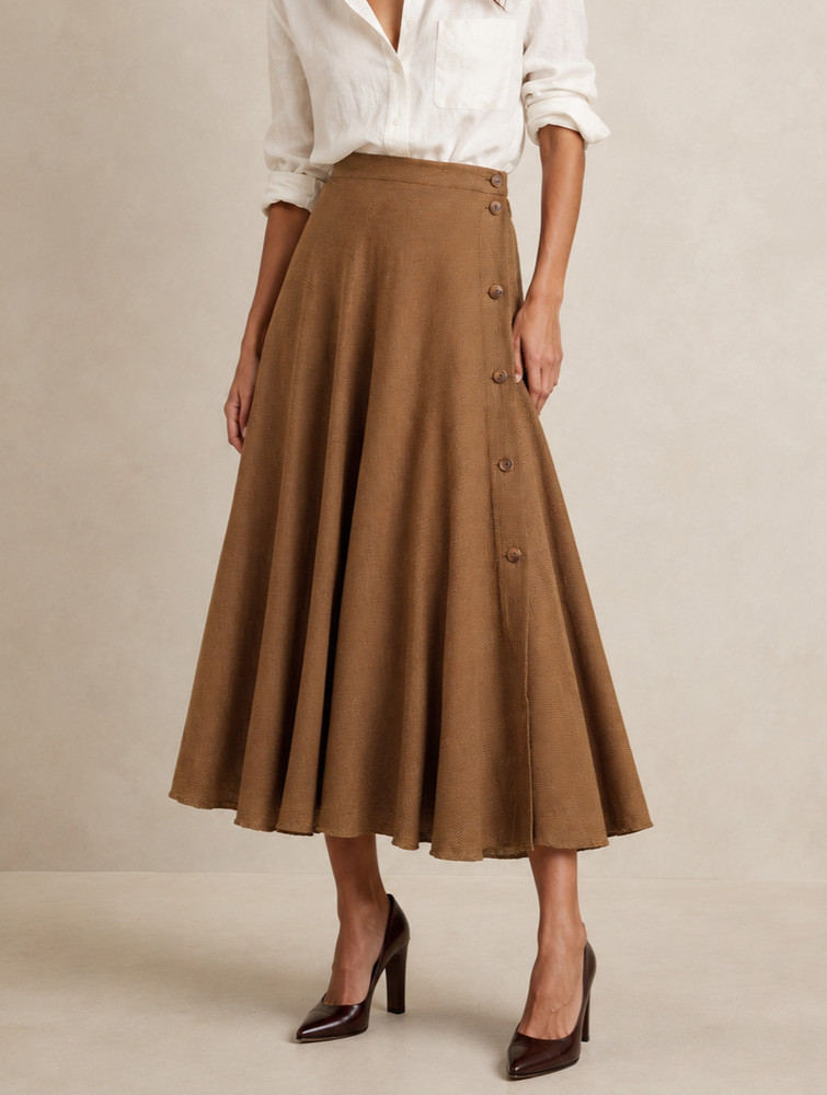 VTG 1980s Banana Republic Houndstooth Circle Skirt Safari Twee Academia Sz 16