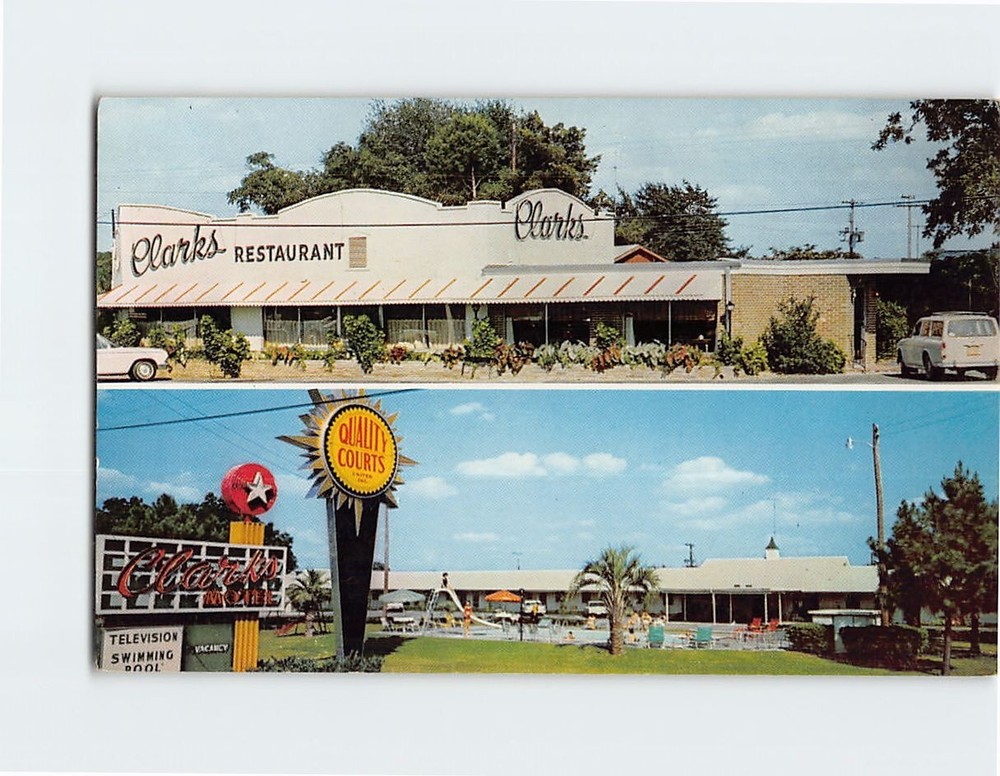 Postcard Clark's Motel and Restaurant Santee South Carolina