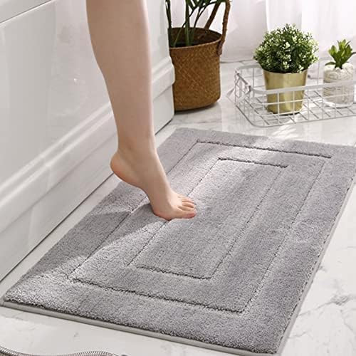 Gray Non-Slip Soft Water-Absorbent Bathroom Rugs and Mats