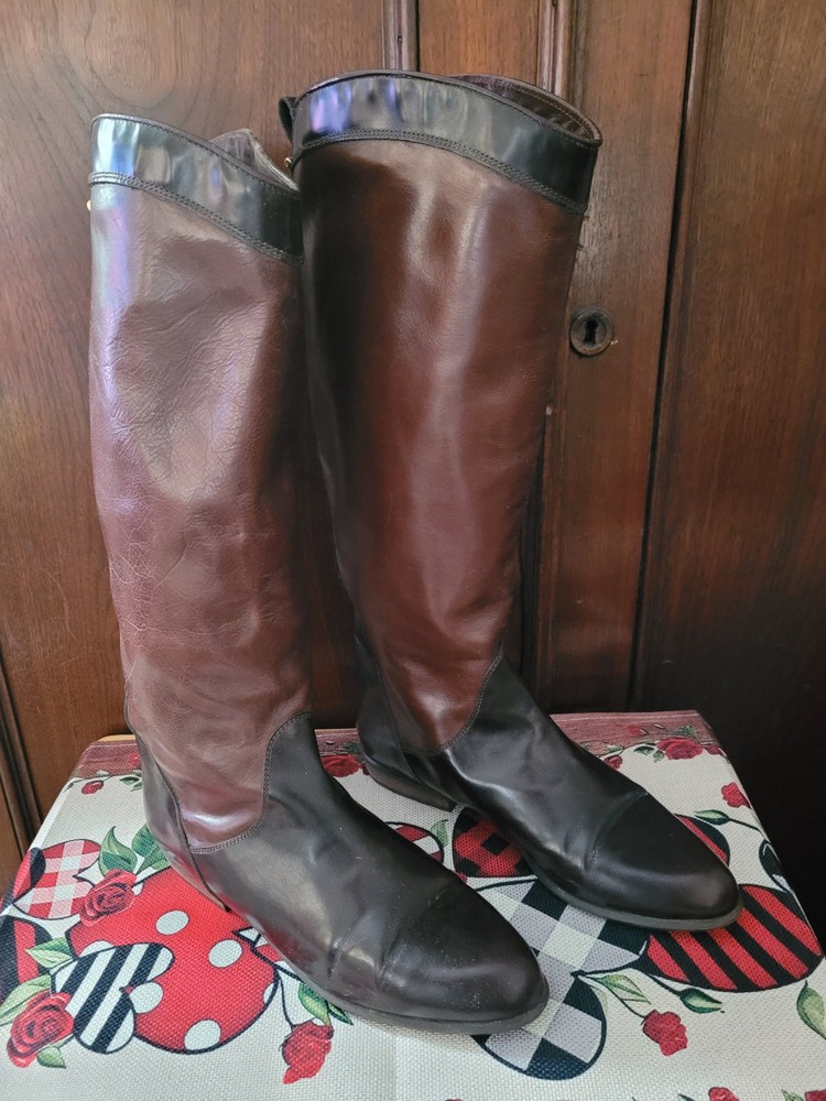 Ruggeri Womens Brown Leather Riding Boots Italy Made Size 40
