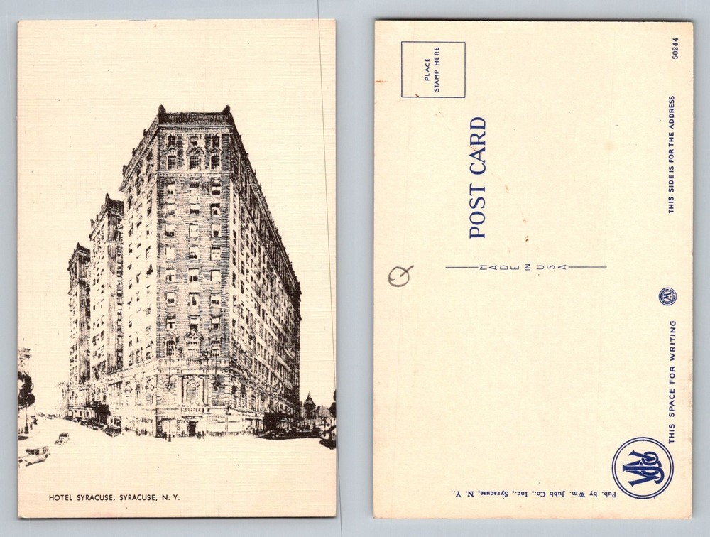 Syracuse, NY-New York, Hotel Syracuse Streetfront Sketch View Vintage Postcard